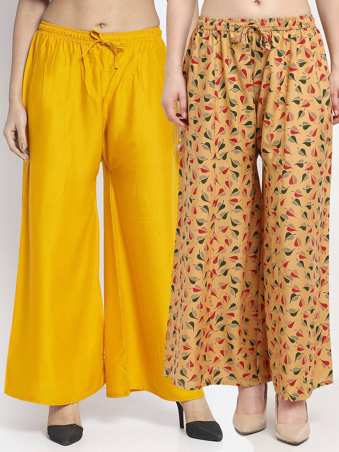 GRACIT Women Yellow & Brown Pack of 2 Printed Flared Knitted Ethnic Palazzos 
GRACIT Women Yellow & Brown Pack of 2 Printed Flared Knitted Ethnic Palazzos