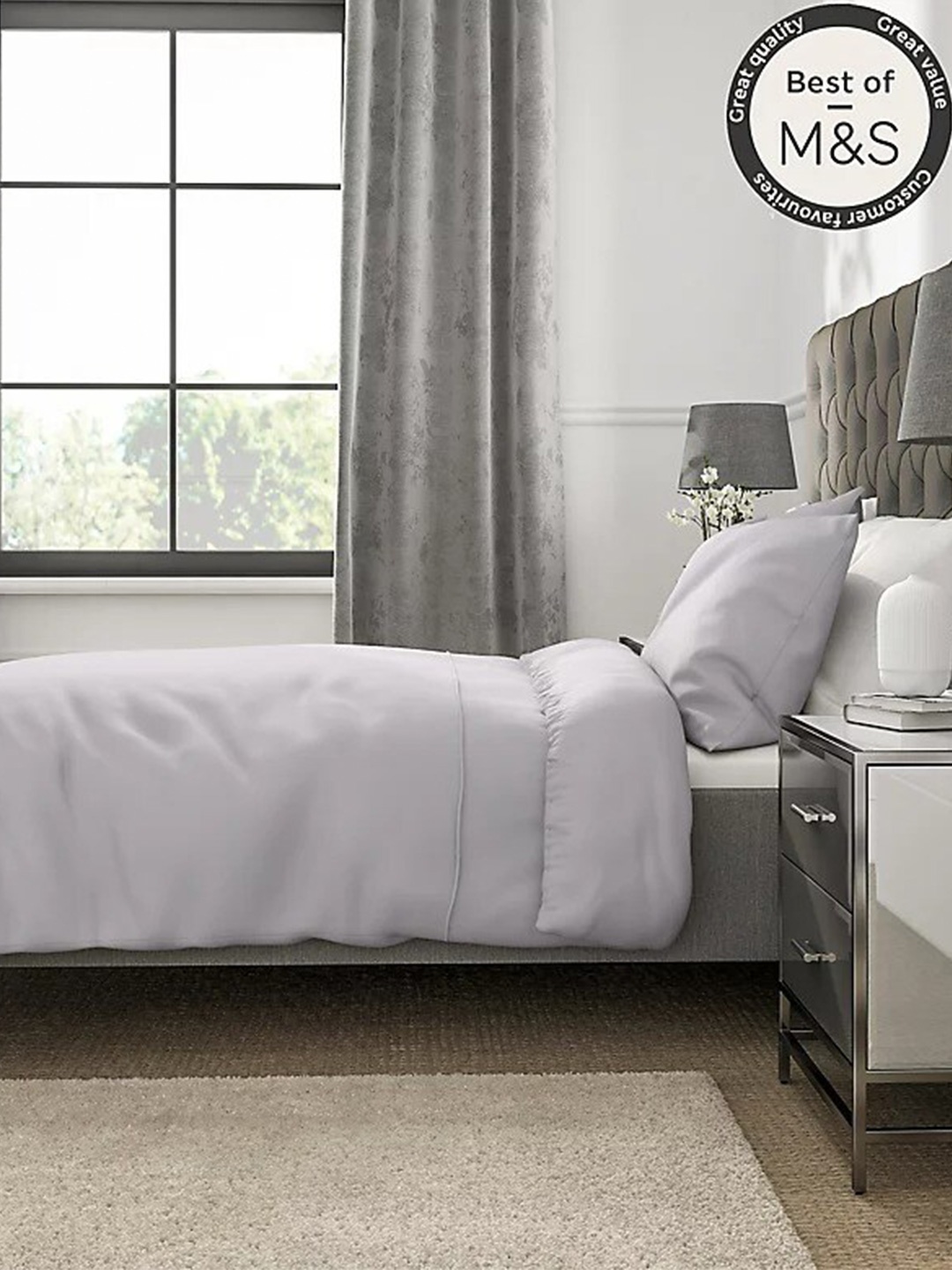 Marks & Spencer Grey 230 TC Cotton King Superfine Bedsheet