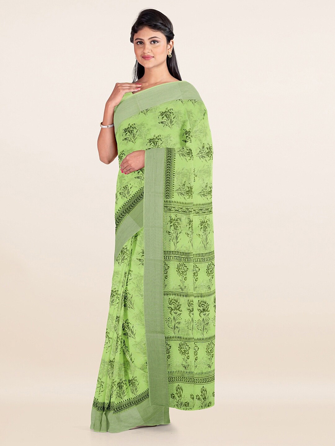 Pothys Green Floral Saree