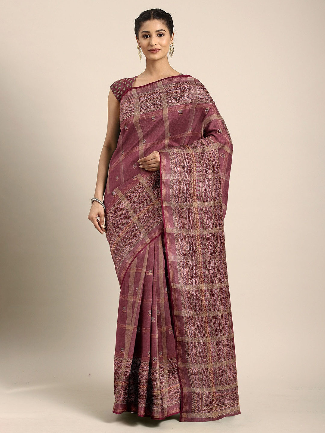 The Chennai Silks Maroon Woven Design Bhagalpuri Saree