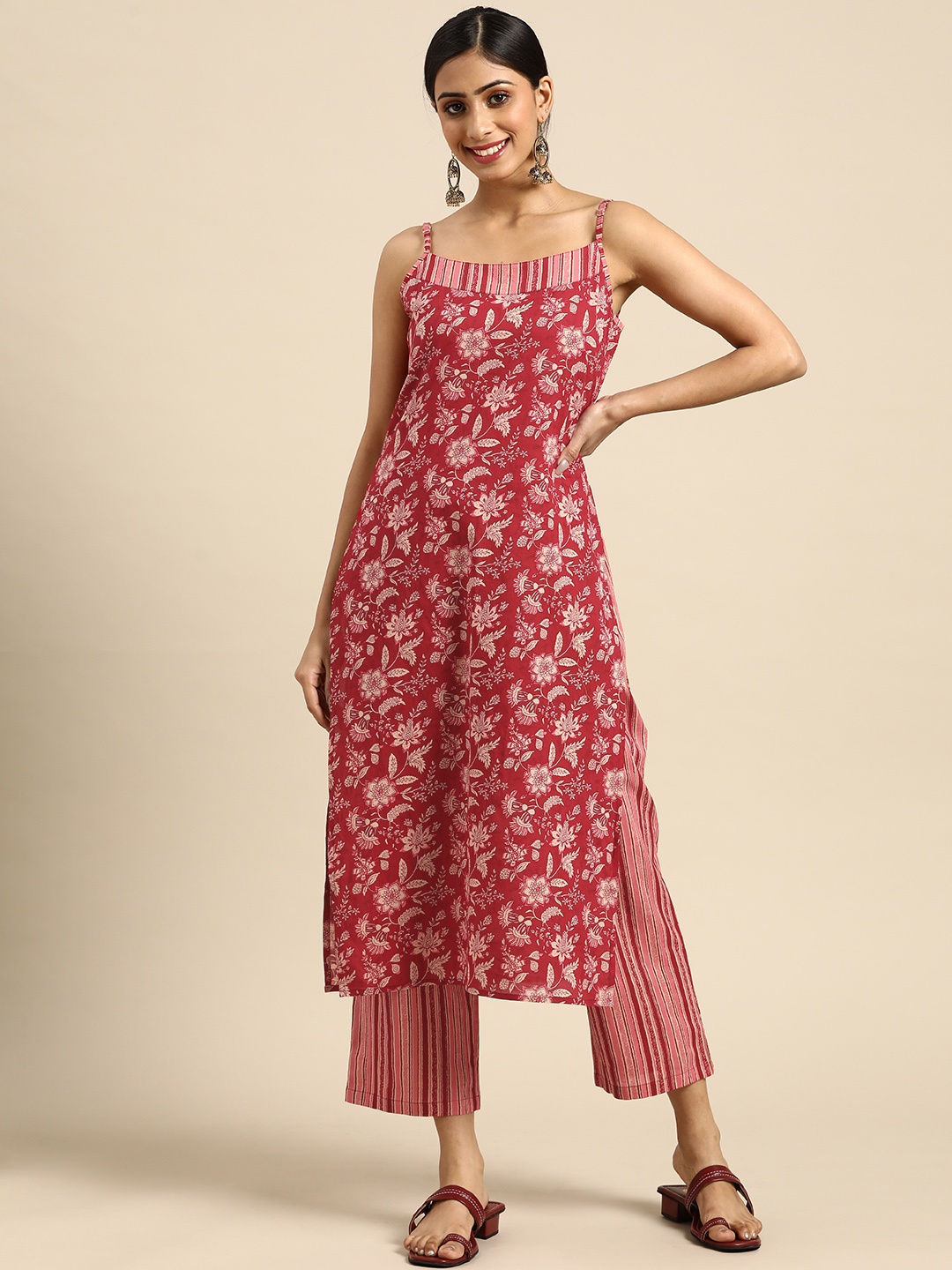 anayna Women Red & Off-White Ethnic Motifs Printed Pure Cotton Kurta with Trousers
anayna Women Red & Off-White Ethnic Motifs Printed Pure Cotton Kurta with Trousers