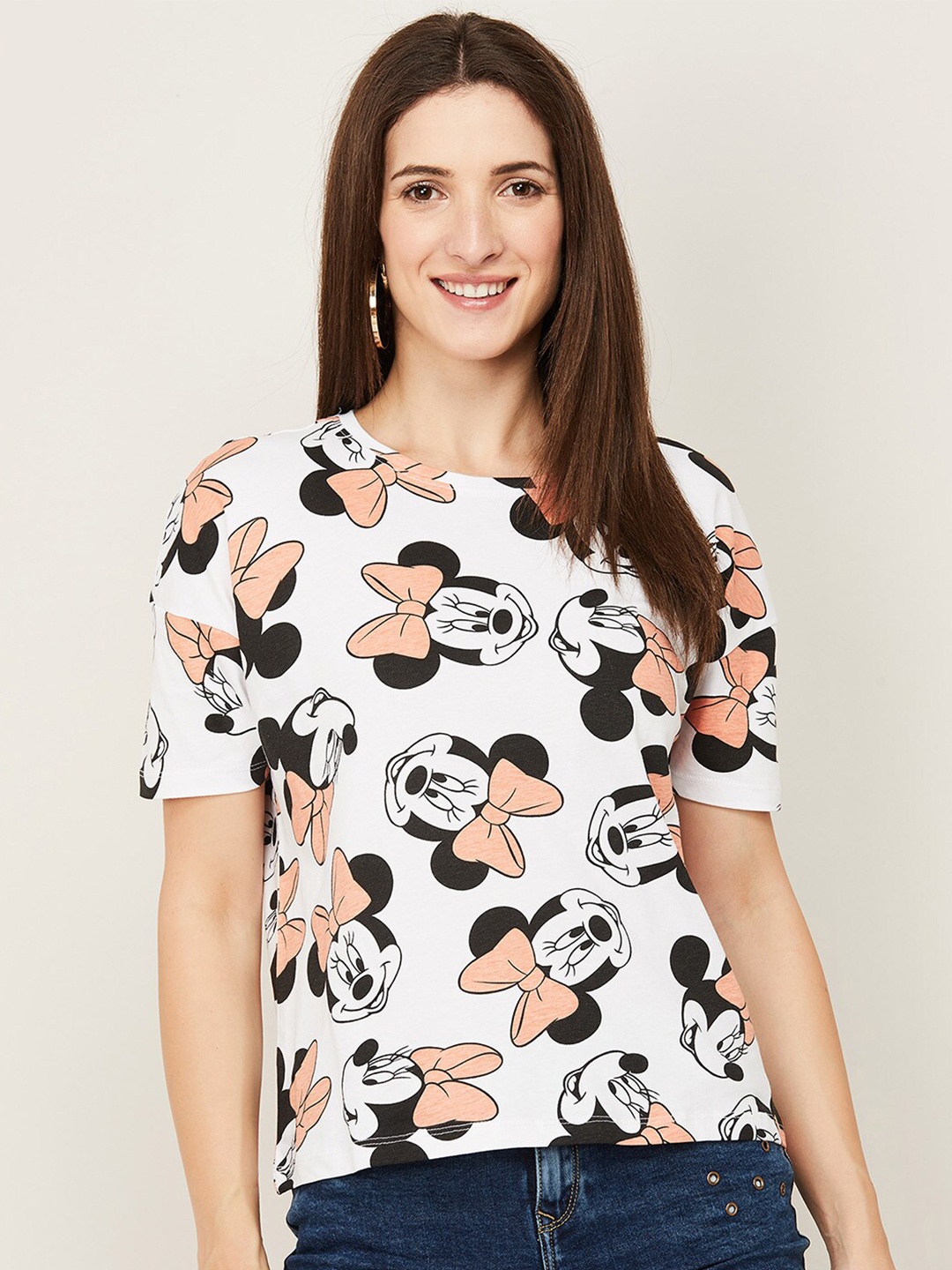 Ginger by Lifestyle Women Off White Pure Cotton Printed Top