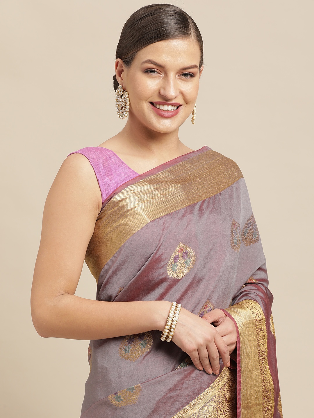 Saree Swarg Purple & Gold-Toned Ethnic Motifs Woven Design Silk Blend Banarasi Sarees
Saree Swarg Purple & Gold-Toned Ethnic Motifs Woven Design Silk Blend Banarasi Sarees