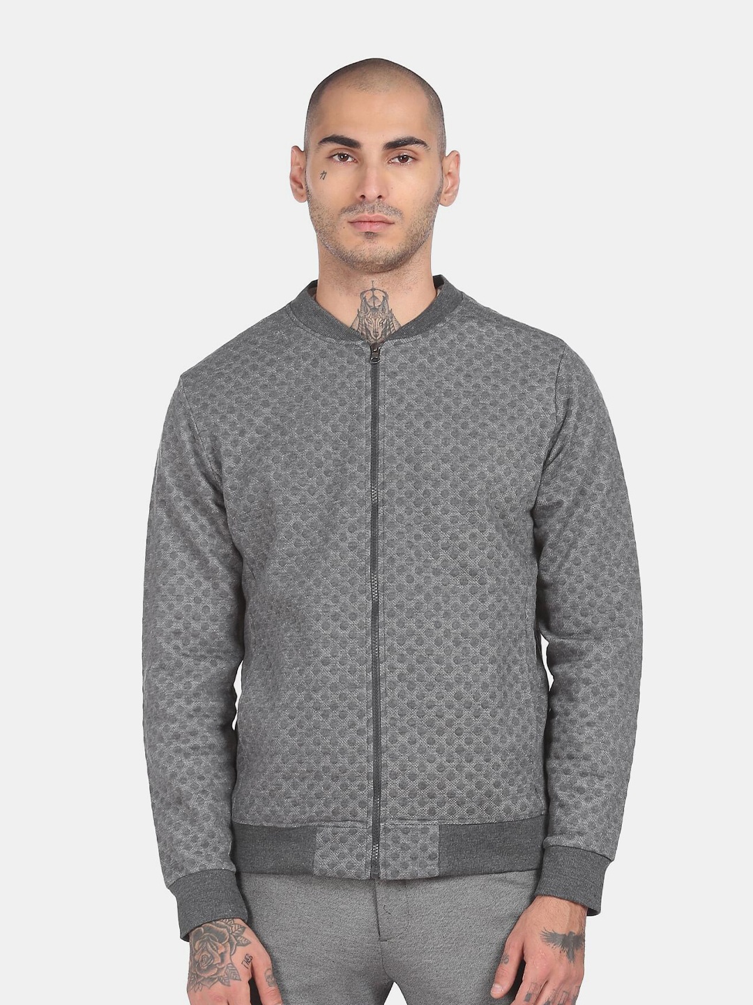 Ruggers Men Grey Geometric Printed Sweatshirt