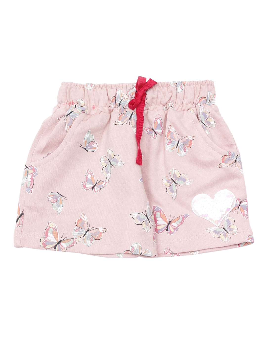 Lil Lollipop Girls Pink & Green Conversational Printed Pure Cotton Shorts
