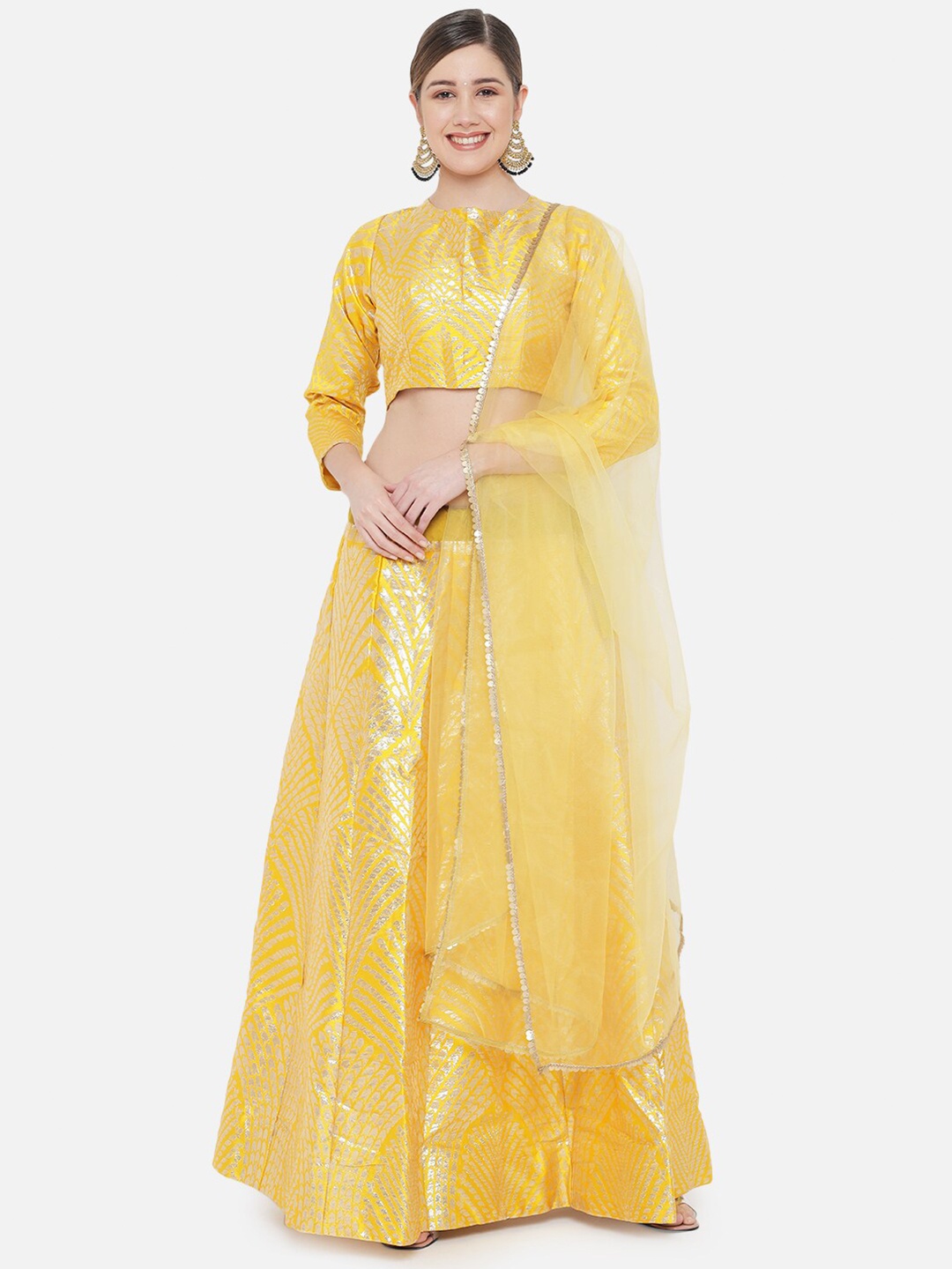 DIVASTRI Yellow & Gold Woven Design Ready to Wear Lehenga & Unstitched Choli With Dupatta
DIVASTRI Yellow & Gold Woven Design Ready to Wear Lehenga & Unstitched Choli With Dupatta