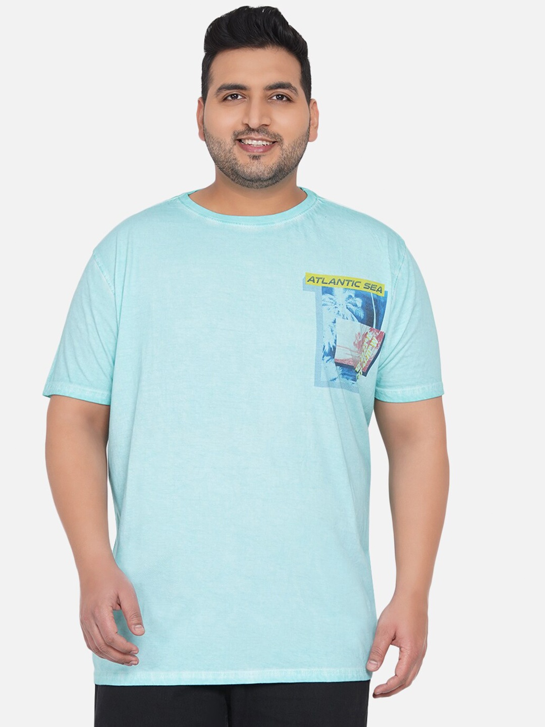 Santonio Men Green Floral T-shirt