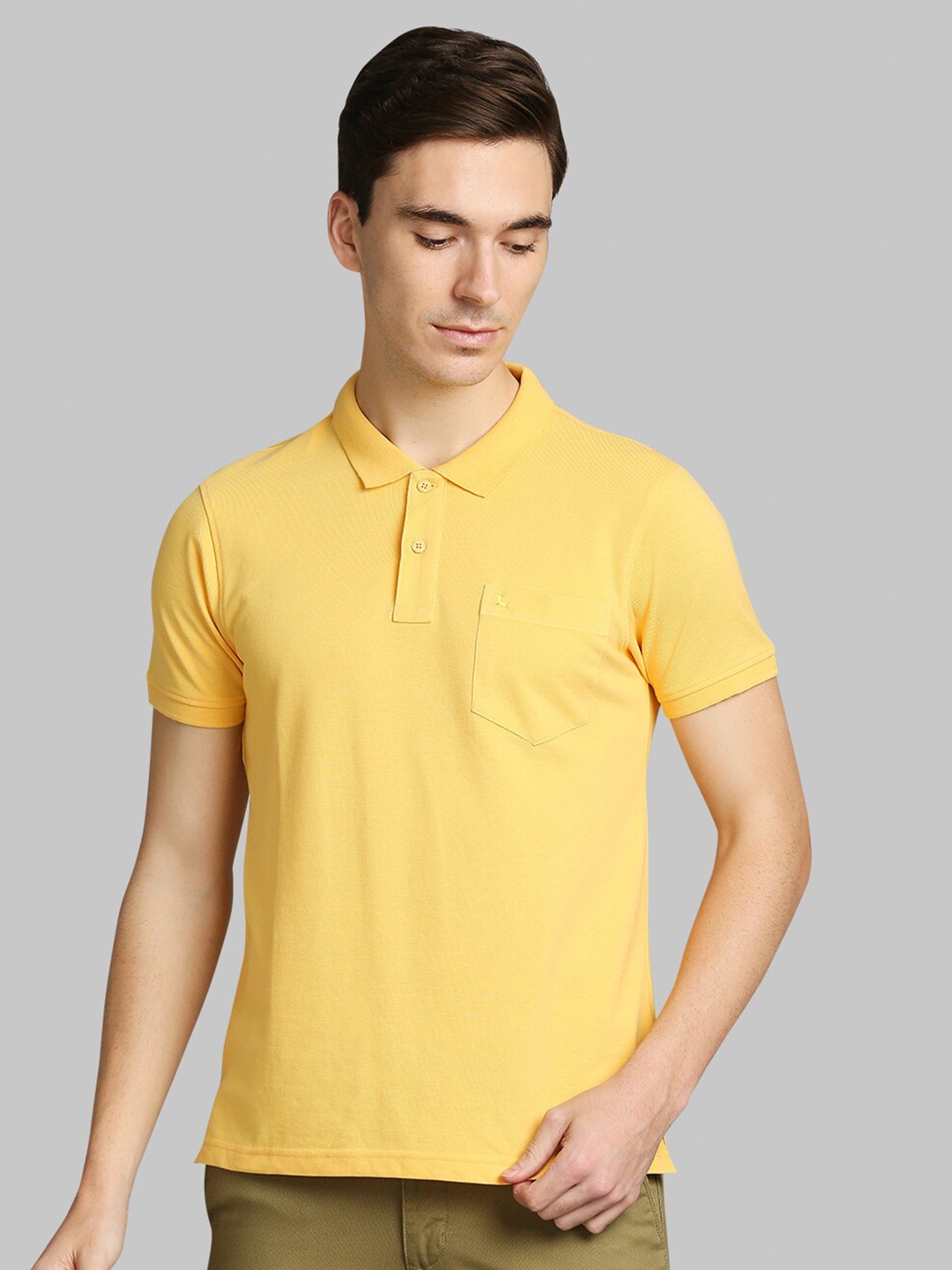 Parx Men Yellow Regular Fit Polo Collar T-shirt