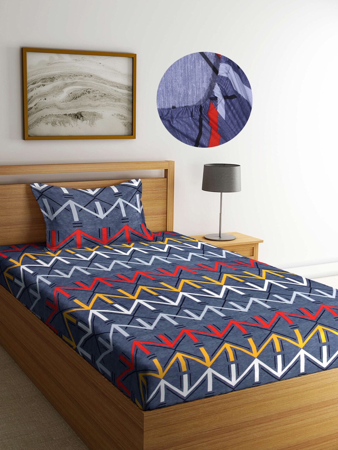 Arrabi Grey Graphic 300 TC Cotton Blend Single Size Fitted Bedsheet with 1 Pillow Cover
Arrabi Grey Graphic 300 TC Cotton Blend Single Size Fitted Bedsheet with 1 Pillow Cover