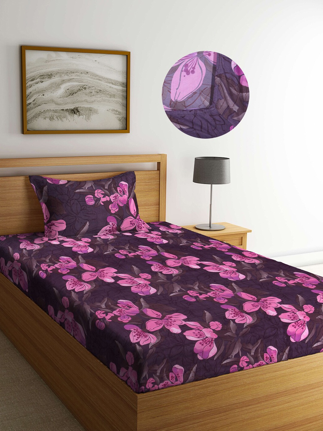 Arrabi Violet Floral 300 TC Cotton Blend Single Size Fitted Bedsheet with 1 Pillow Cover
Arrabi Violet Floral 300 TC Cotton Blend Single Size Fitted Bedsheet with 1 Pillow Cover