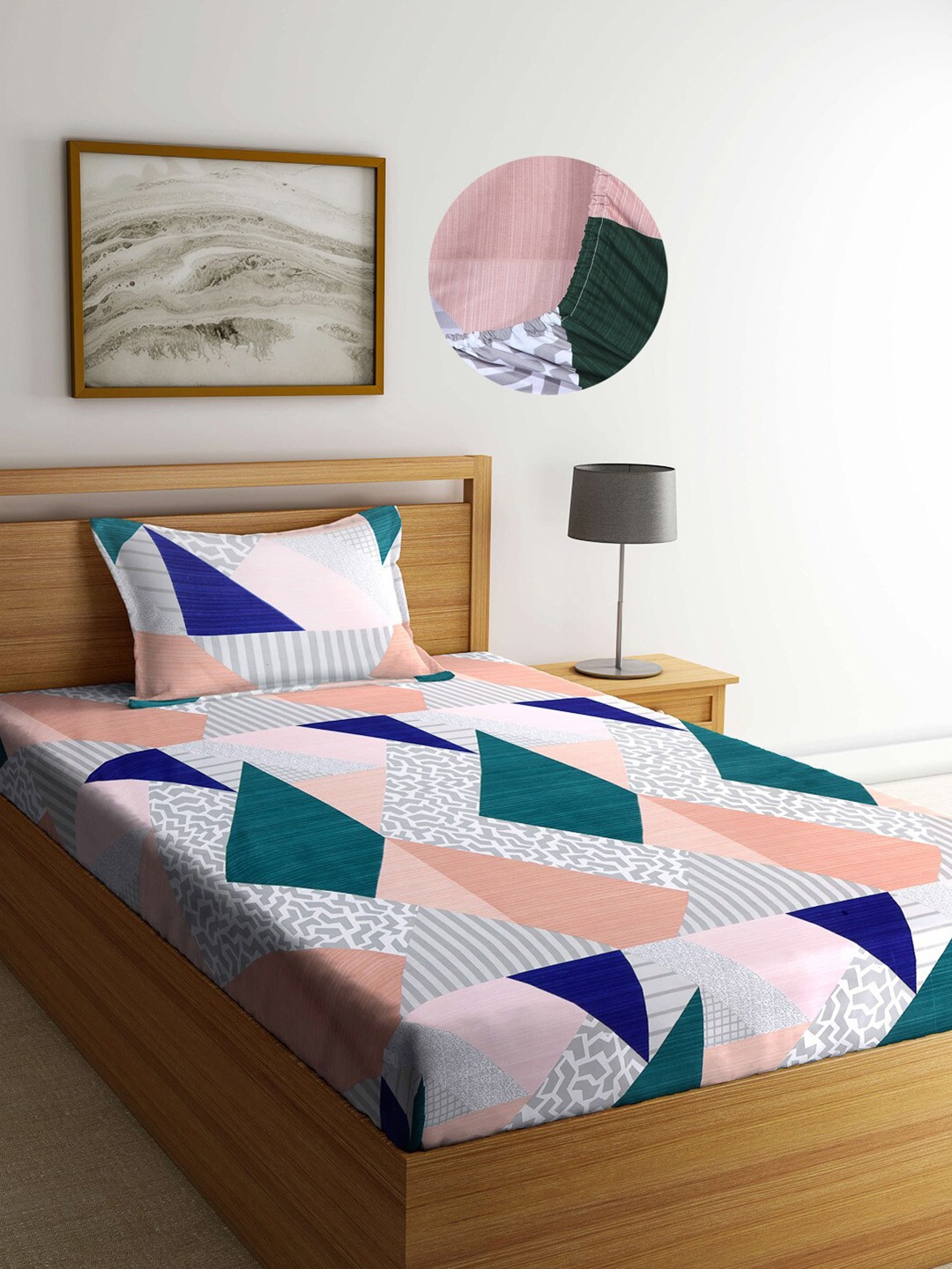 Arrabi Multi Geometric 300 TC Cotton Blend Single Size Fitted Bedsheet with 1 Pillow Cover
Arrabi Multi Geometric 300 TC Cotton Blend Single Size Fitted Bedsheet with 1 Pillow Cover