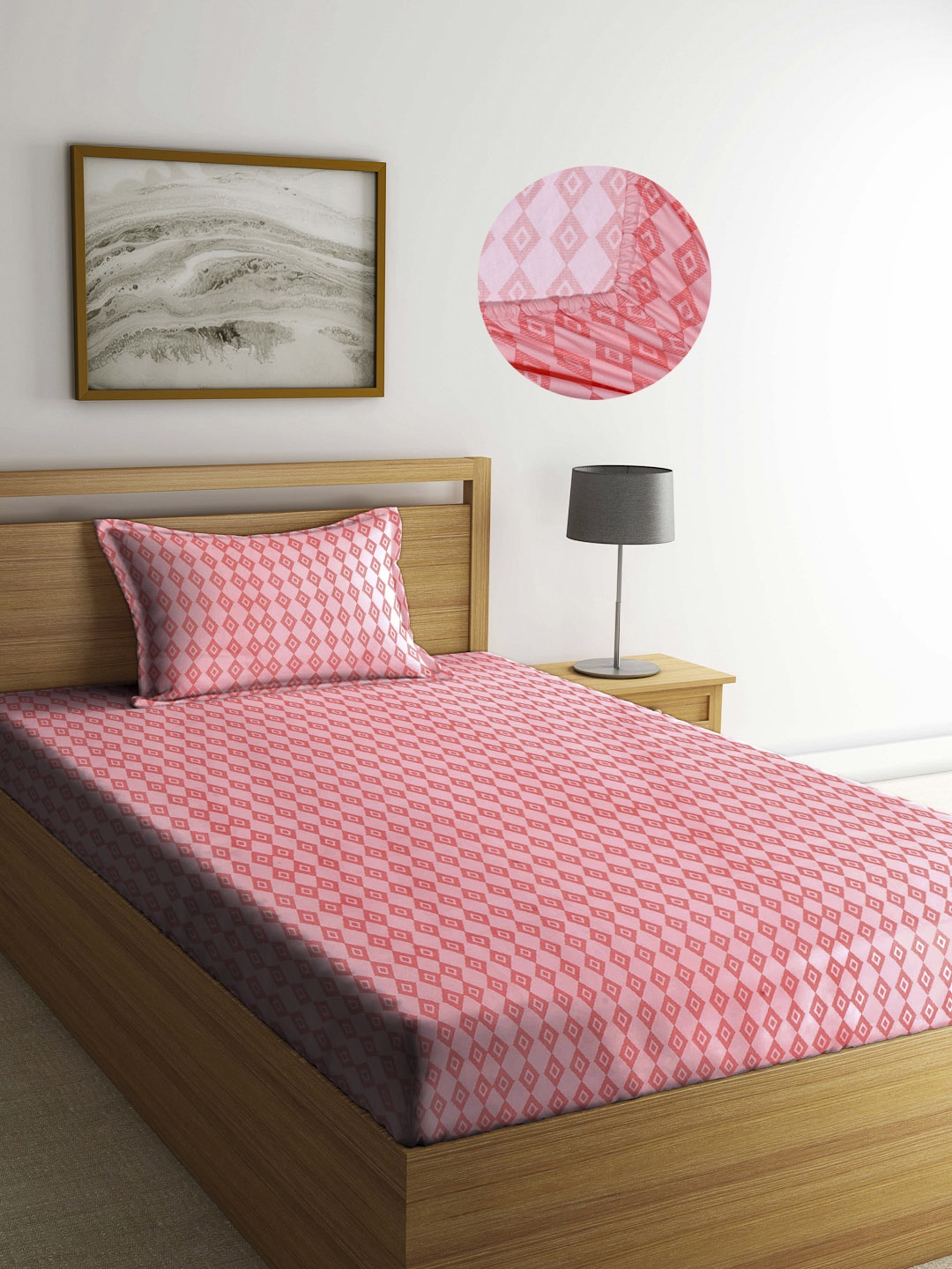 Arrabi Peach Graphic 300 TC Cotton Blend Single Size Fitted Bedsheet with 1 Pillow Cover
Arrabi Peach Graphic 300 TC Cotton Blend Single Size Fitted Bedsheet with 1 Pillow Cover