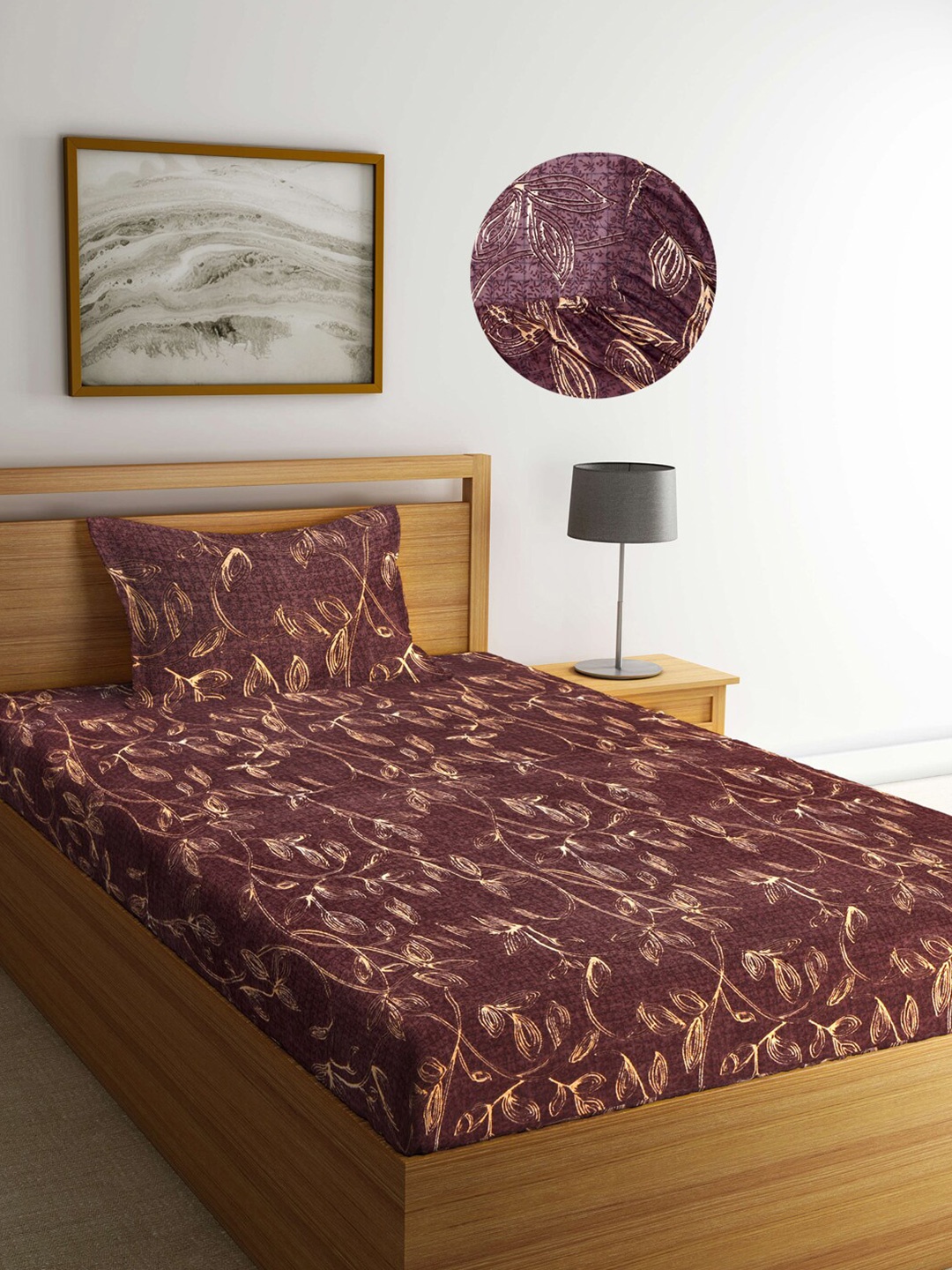 Arrabi Brown Leaf 300 TC Cotton Blend Single Size Fitted Bedsheet with 1 Pillow Cover
Arrabi Brown Leaf 300 TC Cotton Blend Single Size Fitted Bedsheet with 1 Pillow Cover