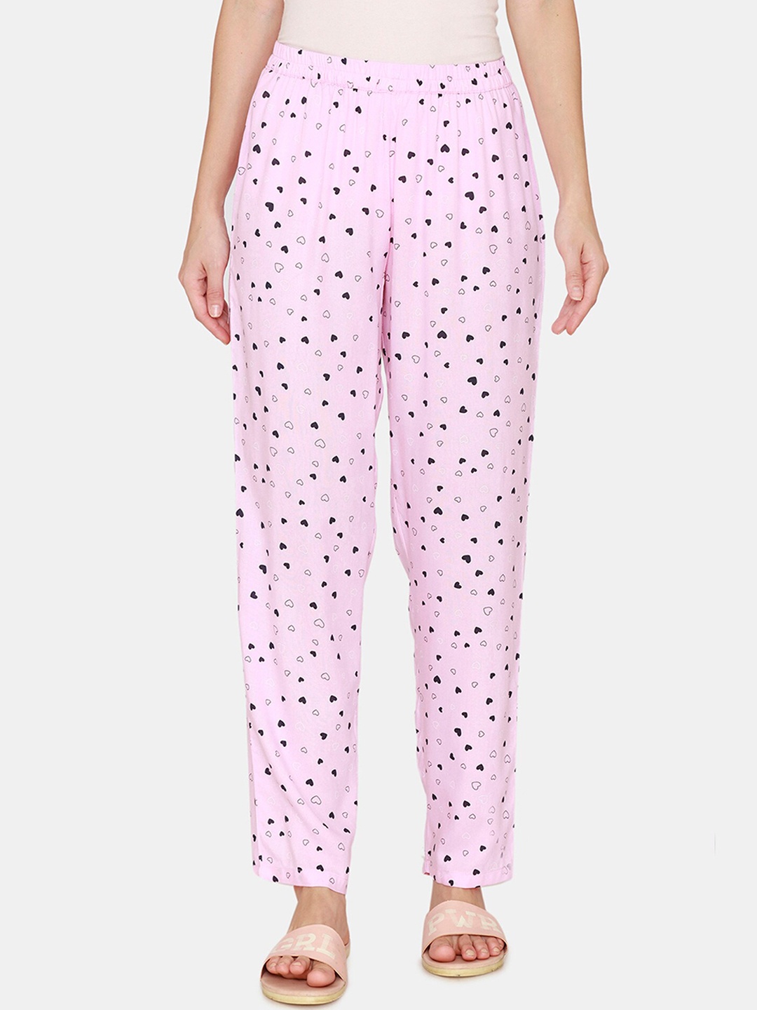 Coucou by Zivame Women Purple Printed Pure Cotton Lounge Pants
