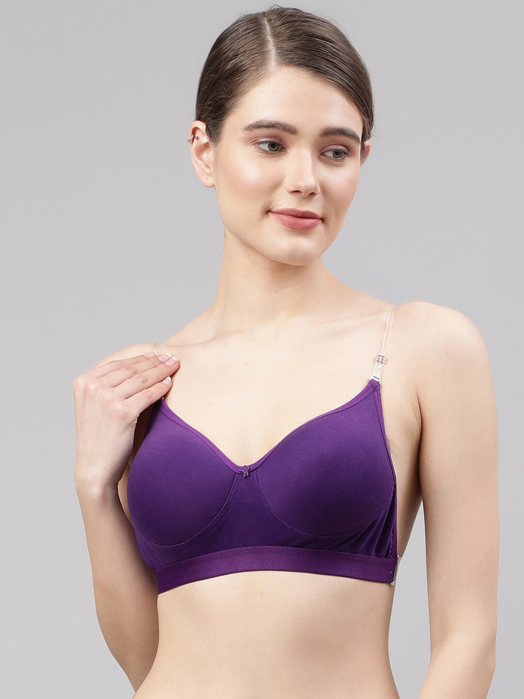 PrettyCat Purple & Transparent Solid Lightly Padded Non-Wired All Day Comfort T-Shirt Bra
PrettyCat Purple & Transparent Solid Lightly Padded Non-Wired All Day Comfort T-Shirt Bra