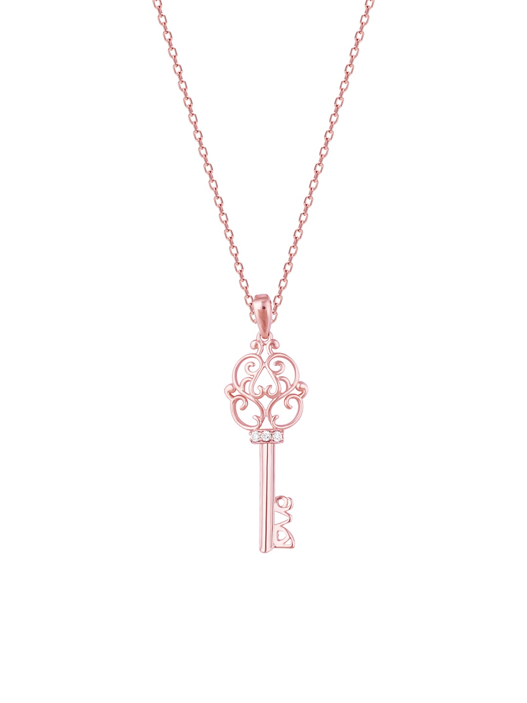 GIVA Women Rose Gold -Plated White CZ Studded Vintage Key Pendant With Link Chain
GIVA Women Rose Gold -Plated White CZ Studded Vintage Key Pendant With Link Chain