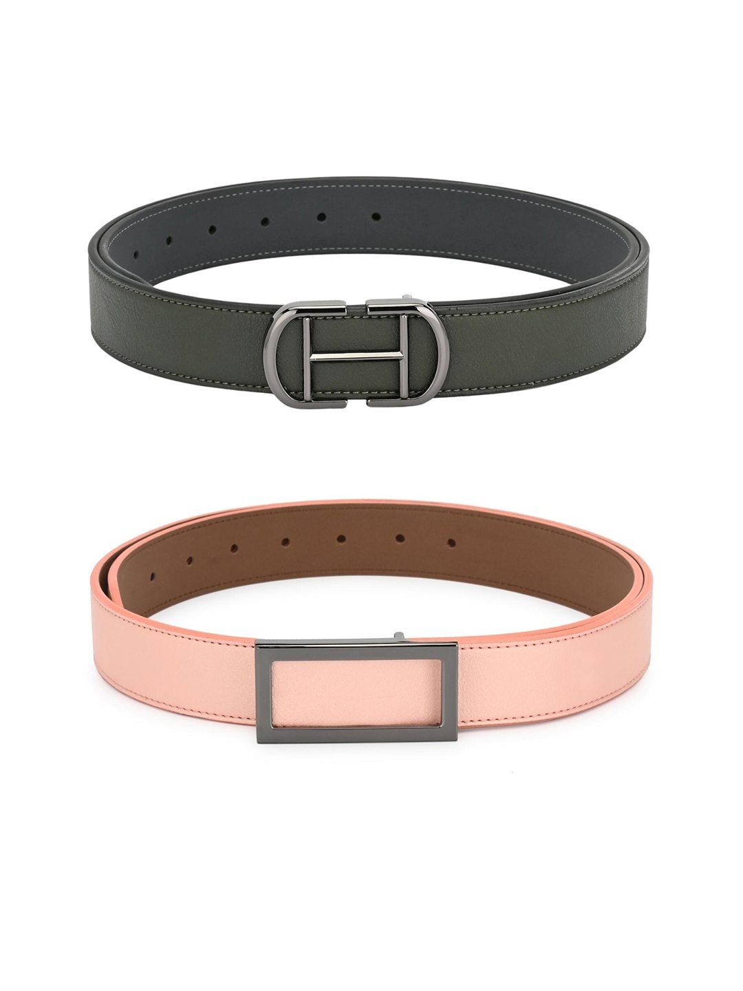 Calvadoss Boys Green Set Of 2 Texas Leather Belt