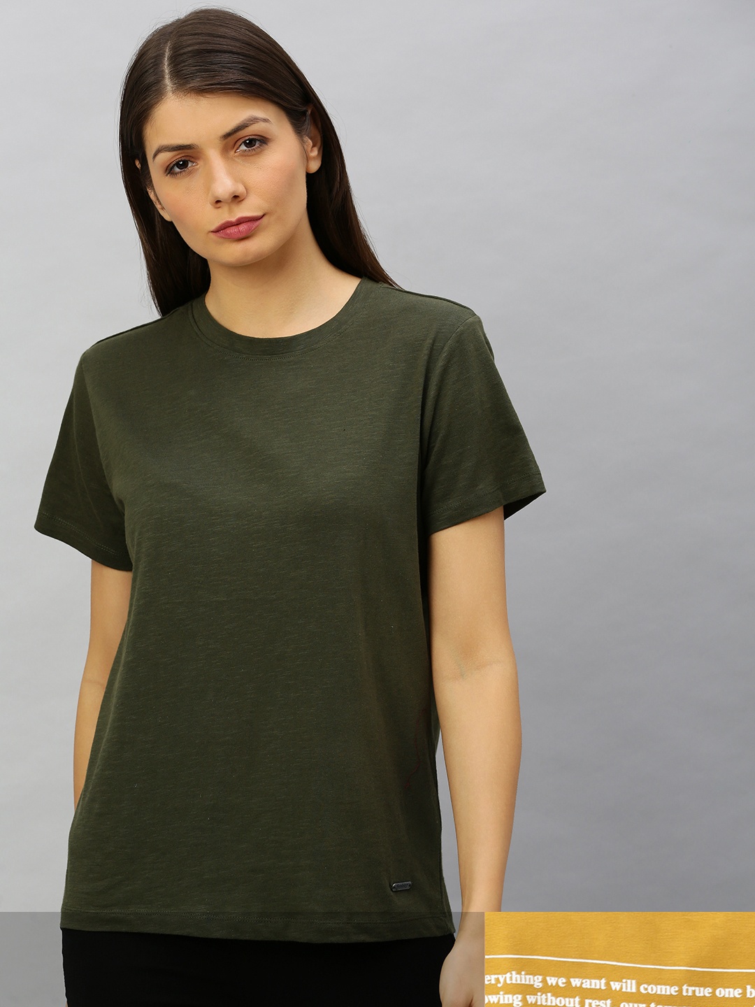 Roadster Women Mustard Yellow & Olive Green Pack Of 2 Printed & Solid Round Neck T-shirts
Roadster Women Mustard Yellow & Olive Green Pack Of 2 Printed & Solid Round Neck T-shirts
