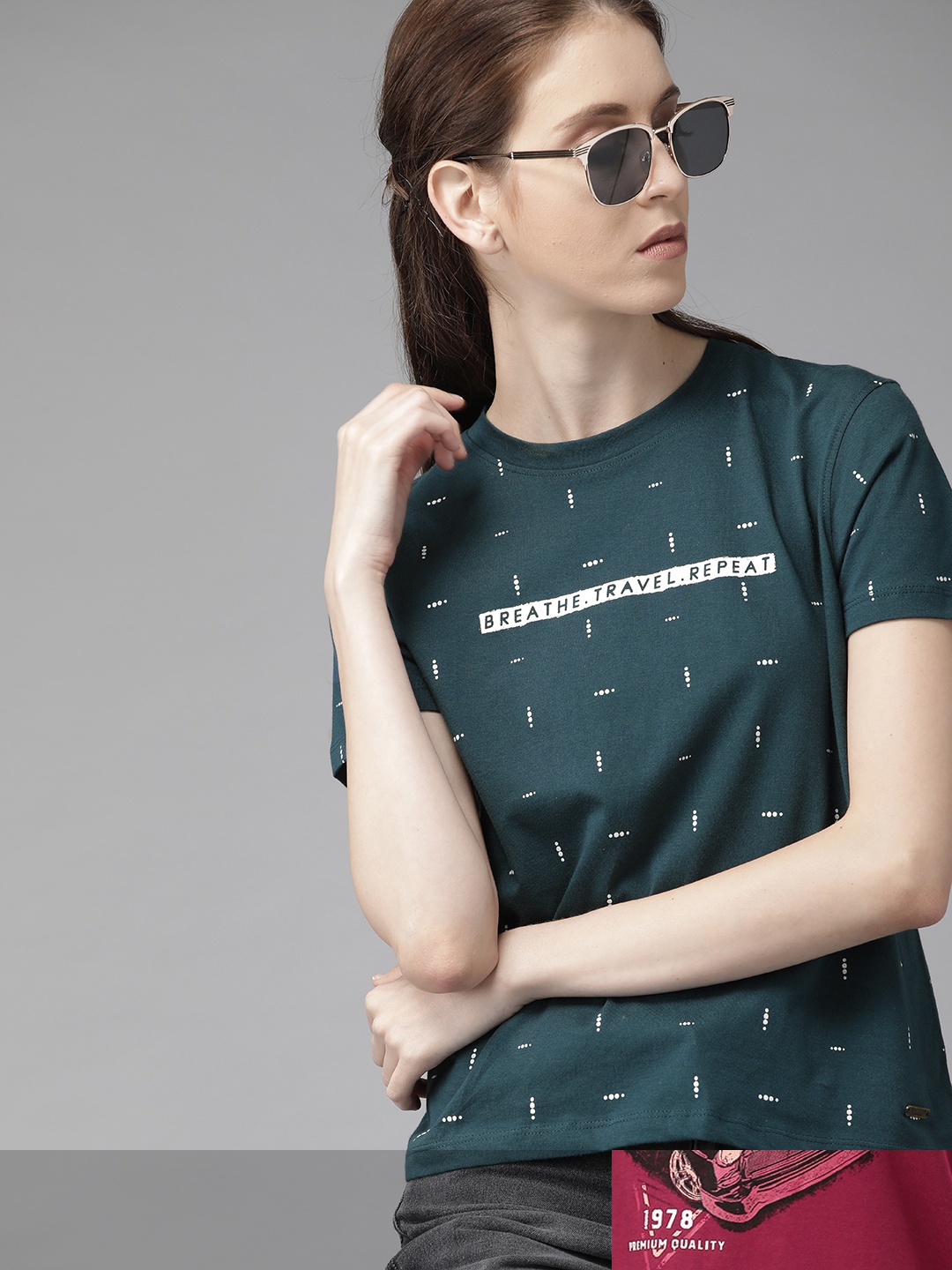 Roadster Women Teal Green & Burgundy Pack Of 2 Printed Round Neck Regular Fit T-shirts
Roadster Women Teal Green & Burgundy Pack Of 2 Printed Round Neck Regular Fit T-shirts