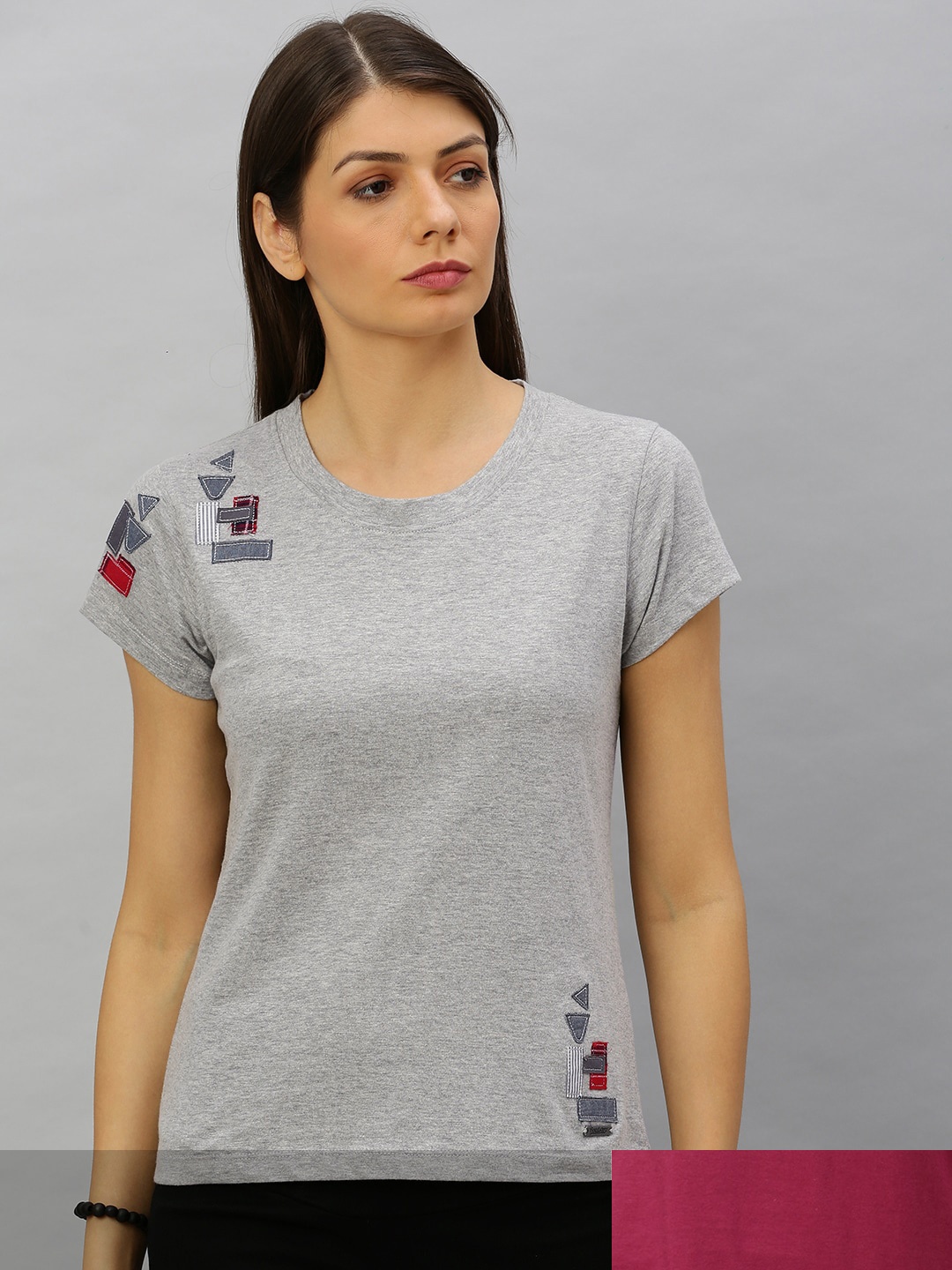 Roadster Women Grey Melange & Burgundy Pack Of 2 Solid & Printed Round Neck T-shirts
Roadster Women Grey Melange & Burgundy Pack Of 2 Solid & Printed Round Neck T-shirts