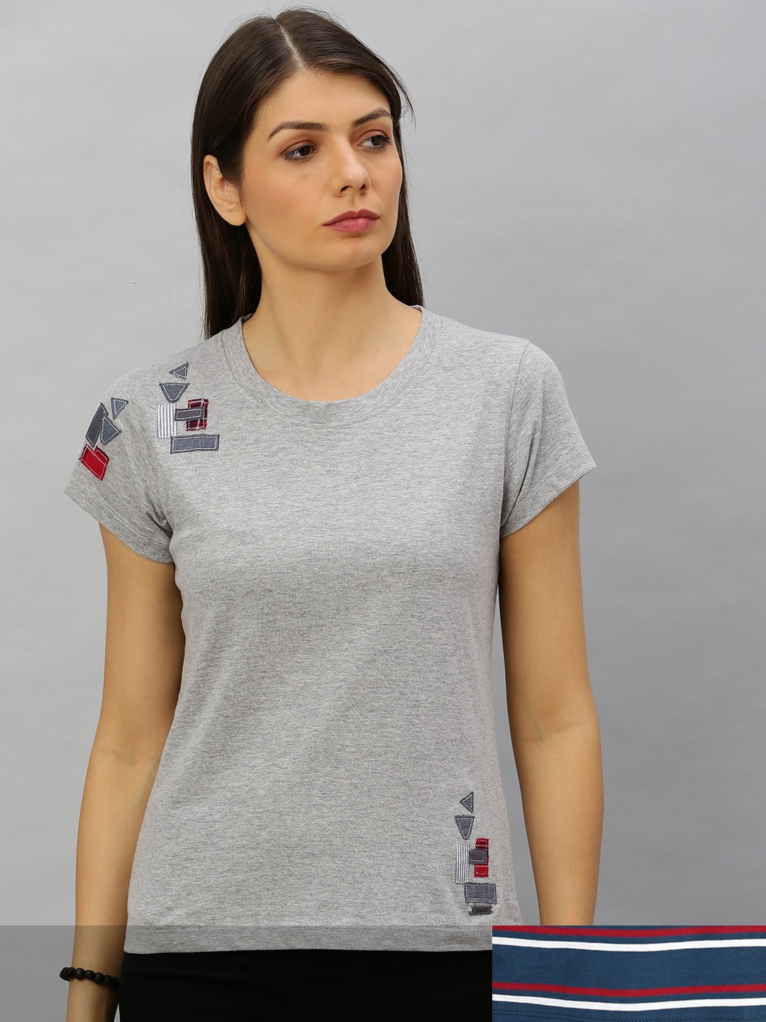 Roadster Women Navy Blue & Grey Melange Pack Of 2 Striped & Solid Regular Fit T-shirts
Roadster Women Navy Blue & Grey Melange Pack Of 2 Striped & Solid Regular Fit T-shirts