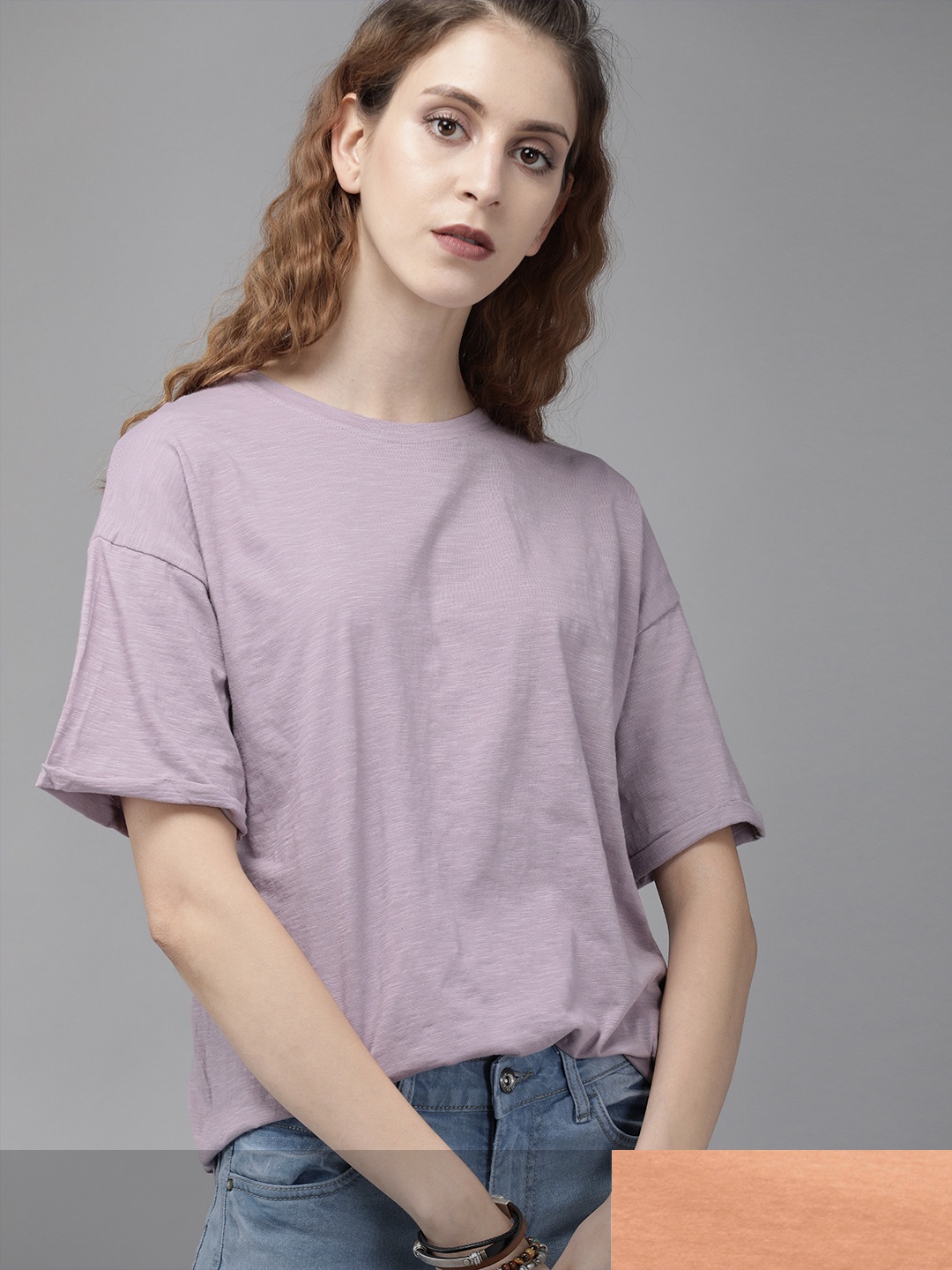 The Roadster Lifestyle Co. Women Set Of 2 Solid Round Neck Pure Cotton T-shirt, Lavender
The Roadster Lifestyle Co. Women Set Of 2 Solid Round Neck Pure Cotton T-shirt, Lavender