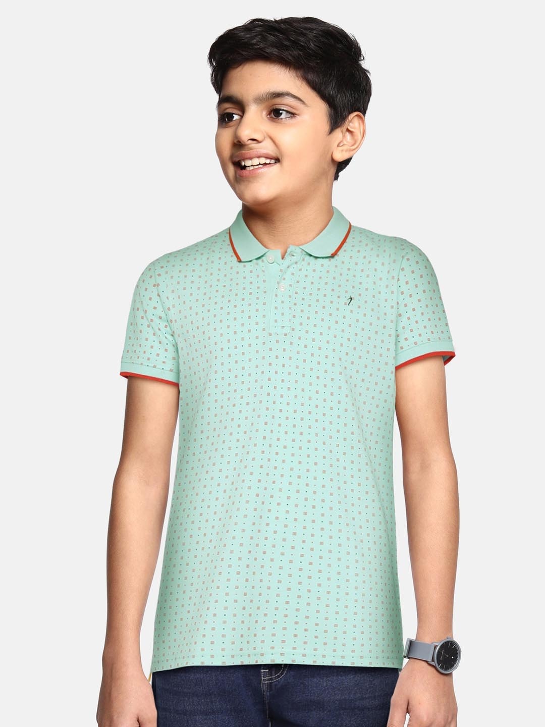 Indian Terrain Boys Blue & Orange Ditsy Printed Polo Collar Engineered with Anti-Static
Indian Terrain Boys Blue & Orange Ditsy Printed Polo Collar Engineered with Anti-Static