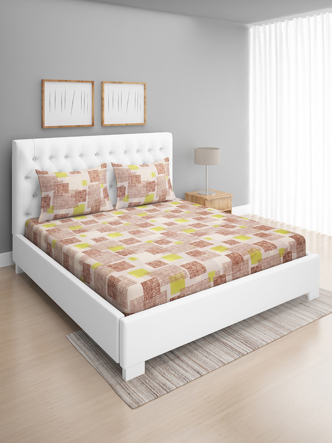 ROMEE Green & Brown Geometric 144 TC Microfiber Queen Bedsheet with 2 Pillow Covers
ROMEE Green & Brown Geometric 144 TC Microfiber Queen Bedsheet with 2 Pillow Covers