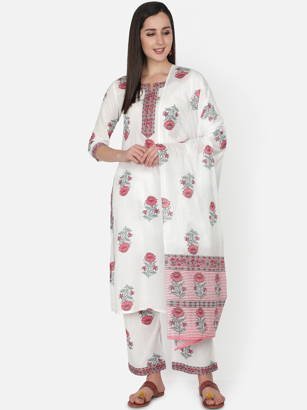 TRISHLA INDIA Women White Floral Printed Gotta Patti Pure Cotton Kurta with Palazzos & With Dupatta
TRISHLA INDIA Women White Floral Printed Gotta Patti Pure Cotton Kurta with Palazzos & With Dupatta