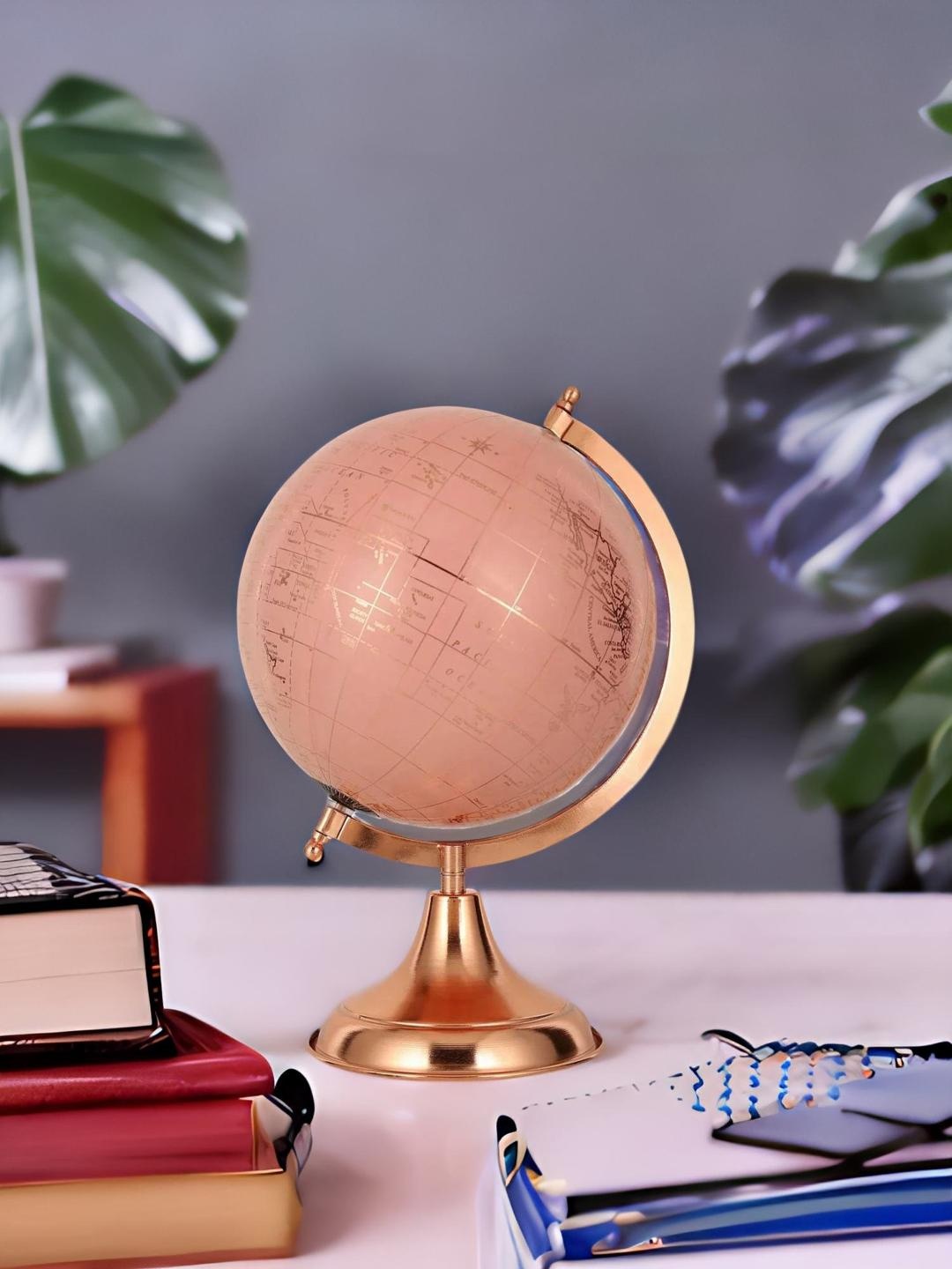 Athome by Nilkamal Atlas Rose Gold World Globe Pink