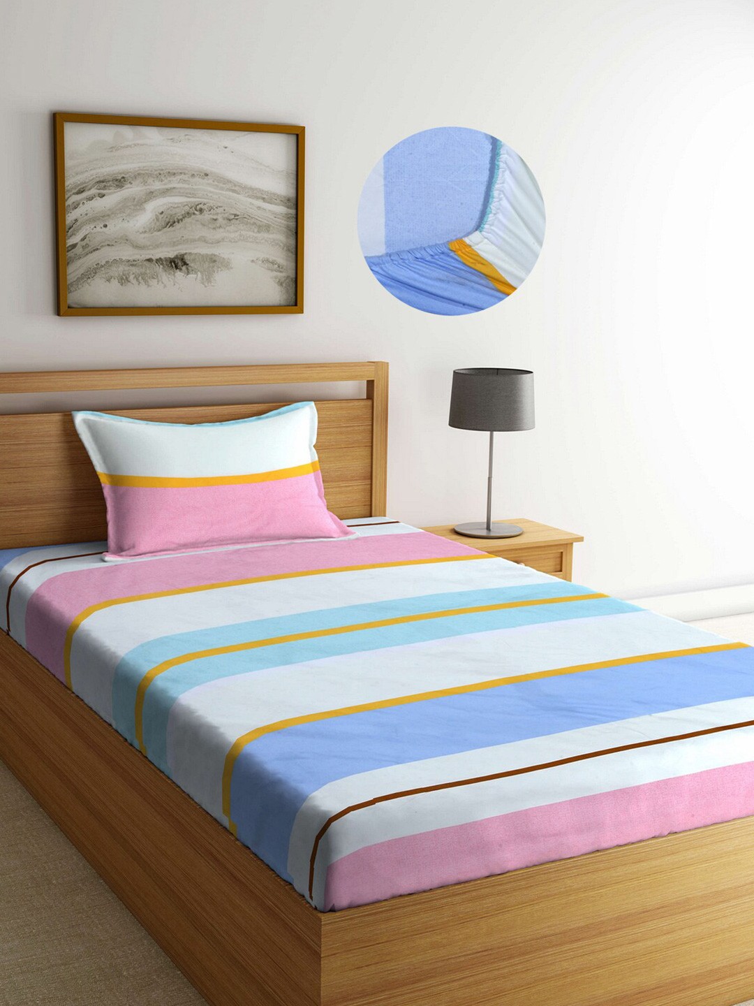 Arrabi Multi Stripes 300 TC Cotton Blend Single Size Fitted Bedsheet with 1 Pillow Cover
Arrabi Multi Stripes 300 TC Cotton Blend Single Size Fitted Bedsheet with 1 Pillow Cover