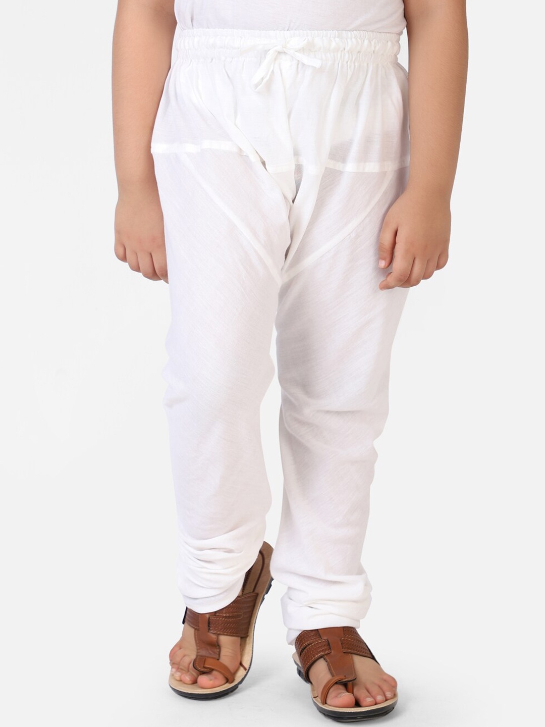 Fabindia Boys White Solid Cotton Churidar