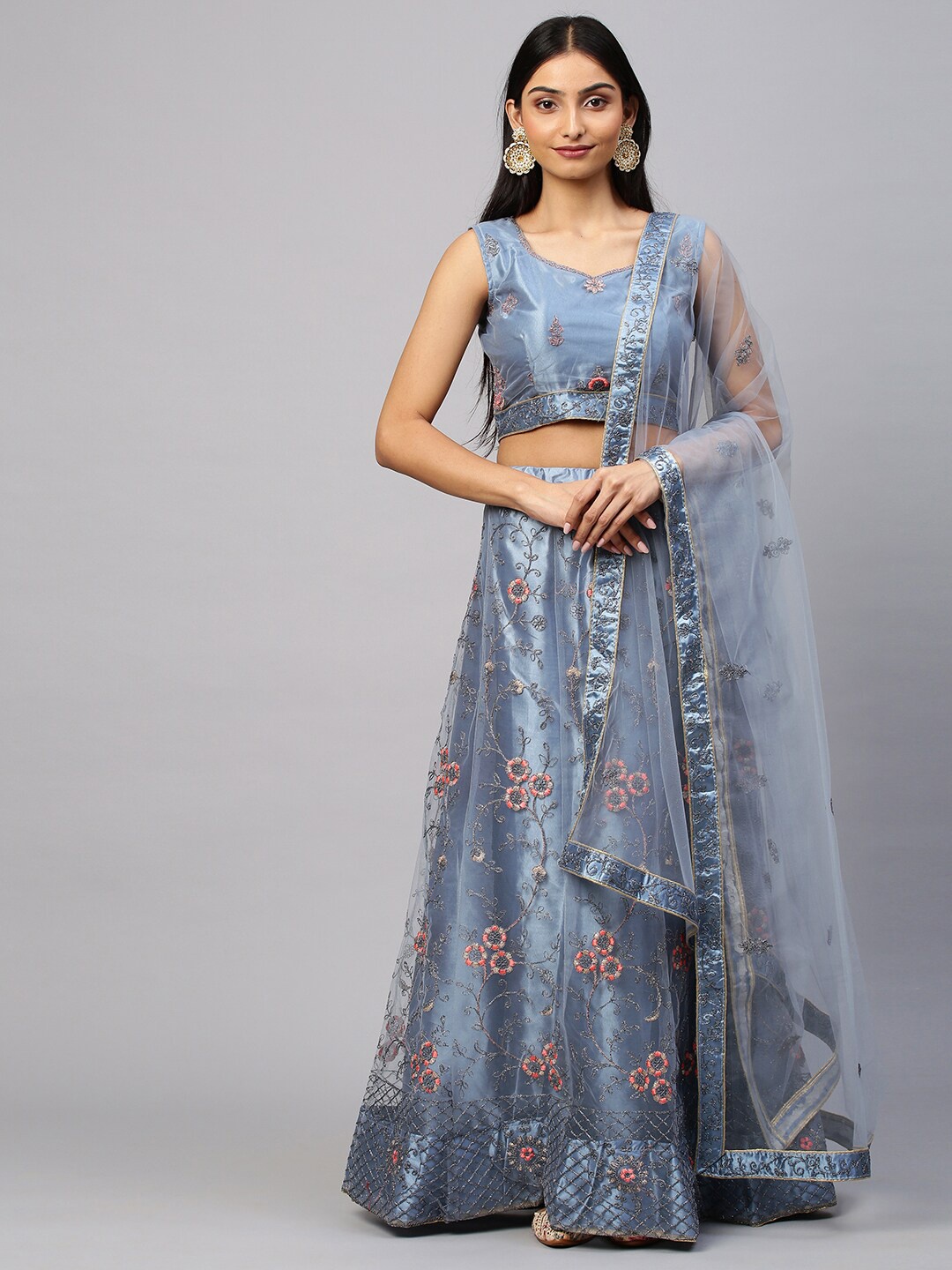 Rajesh Silk Mills Grey & Orange Embellished Semi-Stitched Lehenga & Unstitched Blouse With Dupatta
Rajesh Silk Mills Grey & Orange Embellished Semi-Stitched Lehenga & Unstitched Blouse With Dupatta