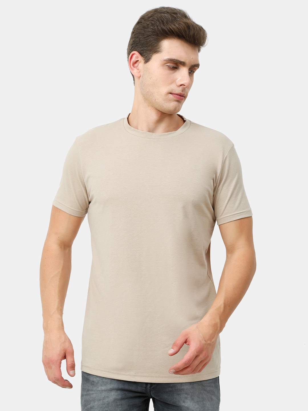 Masculino Latino Men Beige Bio Finish Cotton T-shirt