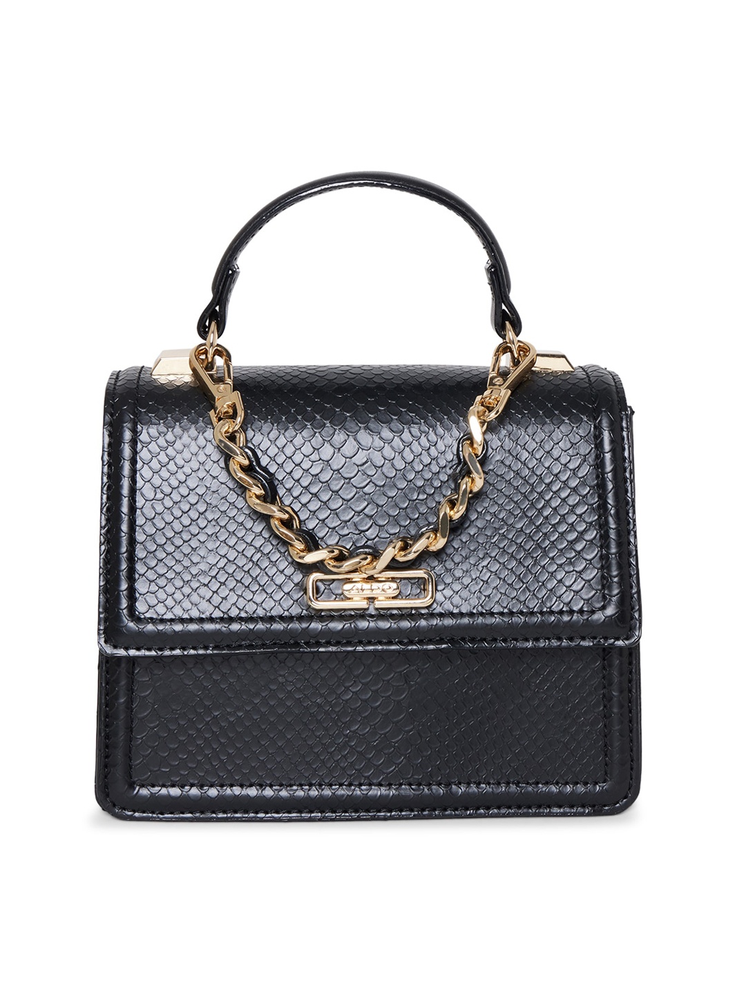 ALDO Black Textured Structured Satchel