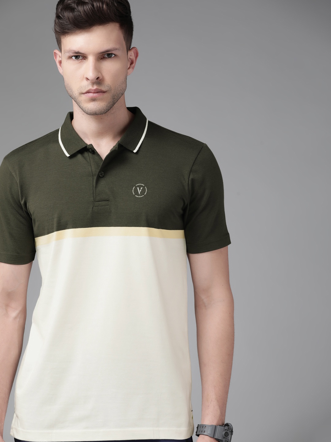 Van Heusen Flex Men Olive Green & Yellow Colourblocked Polo Collar Active Fit T-shirt
Van Heusen Flex Men Olive Green & Yellow Colourblocked Polo Collar Active Fit T-shirt