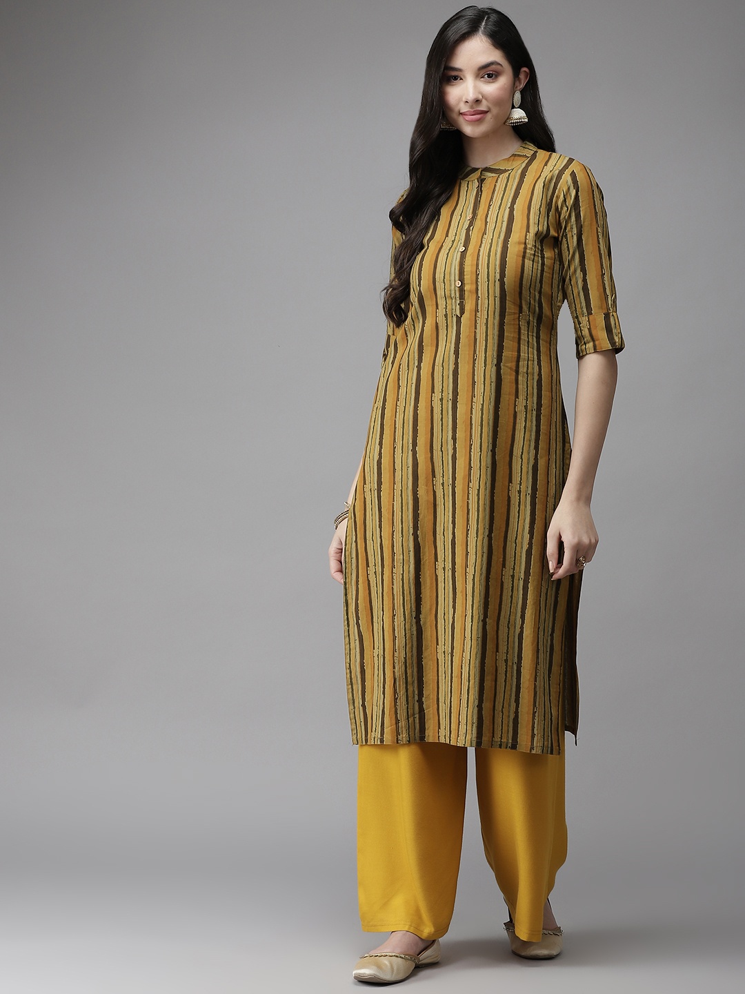 Cayman Women Mustard Yellow Printed Kurta