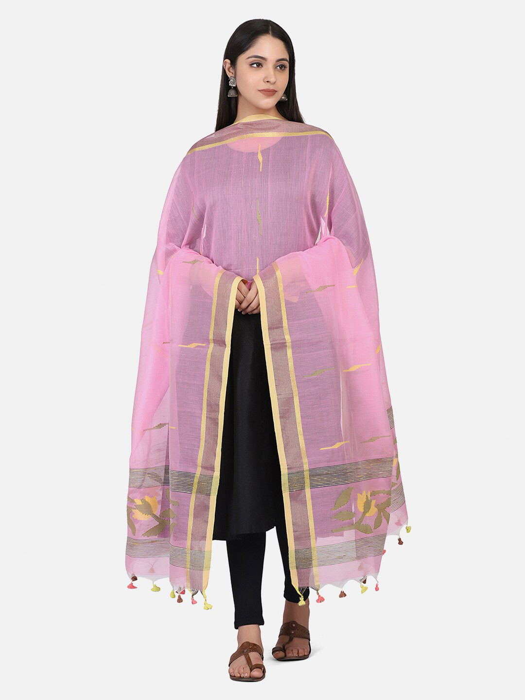 THE WEAVE TRAVELLER Pink & Yellow Woven Design Dupatta with Zari
THE WEAVE TRAVELLER Pink & Yellow Woven Design Dupatta with Zari