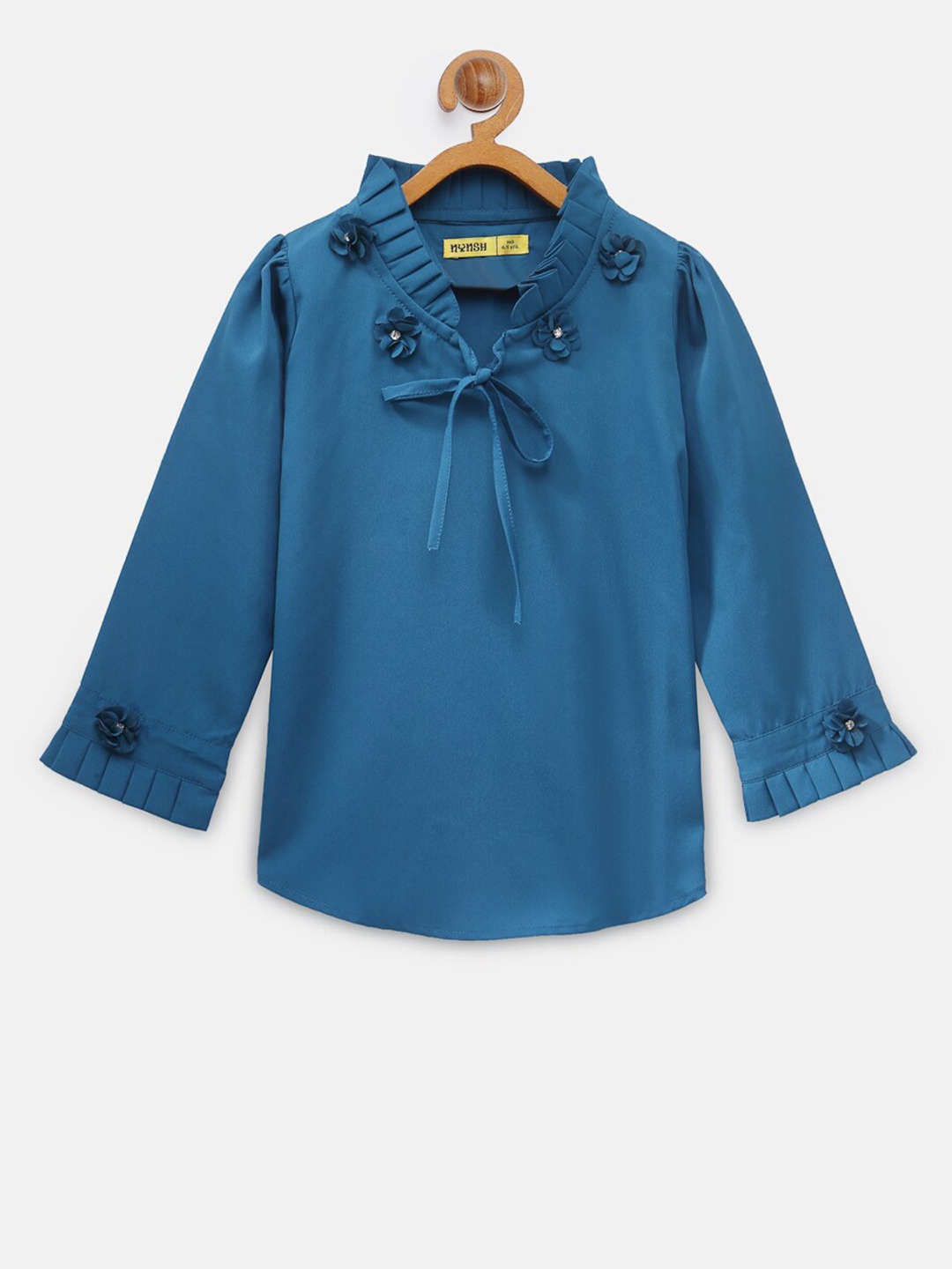 NYNSH Blue Tie-Up Neck Top