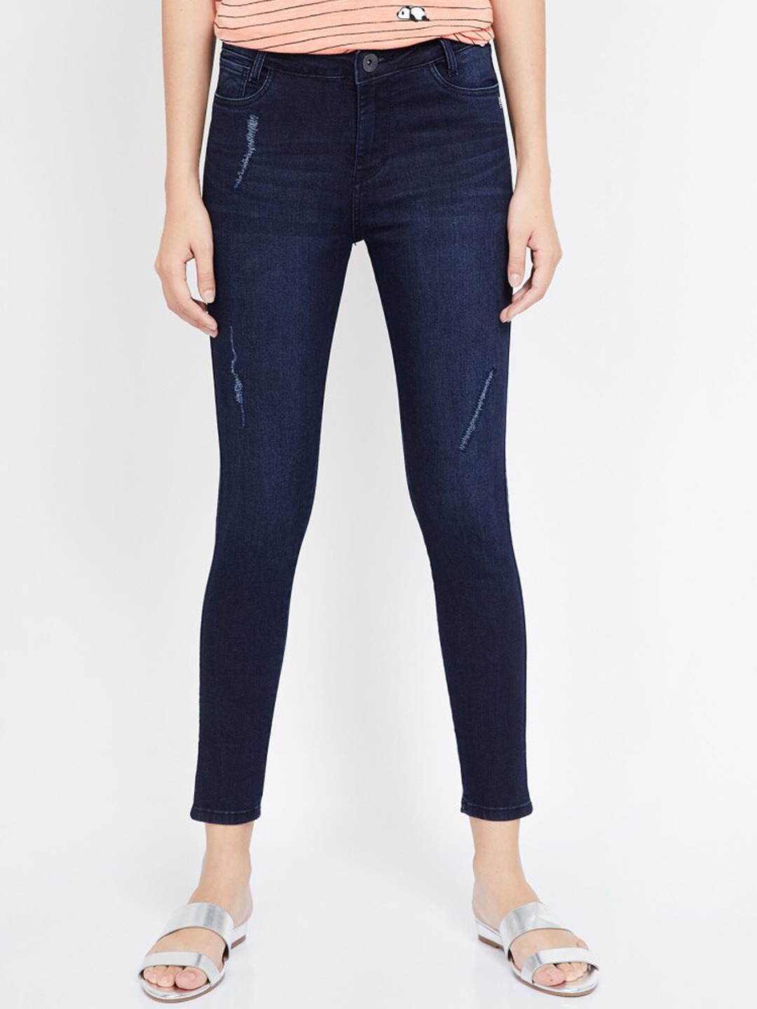 Xpose Women Blue Comfort Skinny Fit High-Rise Mildly Distress Faded Crop Stretchable Jeans
Xpose Women Blue Comfort Skinny Fit High-Rise Mildly Distress Faded Crop Stretchable Jeans