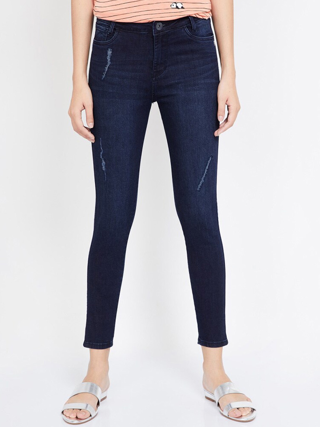 Xpose Women Blue Comfort Skinny Fit High-Rise Mildly Distress Faded Crop Stretchable Jeans
Xpose Women Blue Comfort Skinny Fit High-Rise Mildly Distress Faded Crop Stretchable Jeans