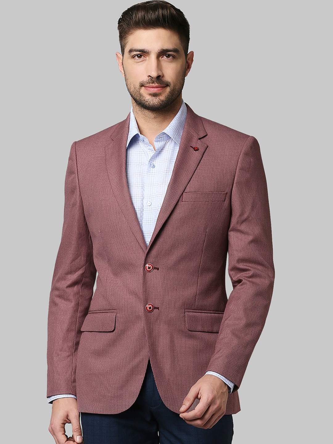 Raymond Men Red Solid Single-Breasted Formal Blazers