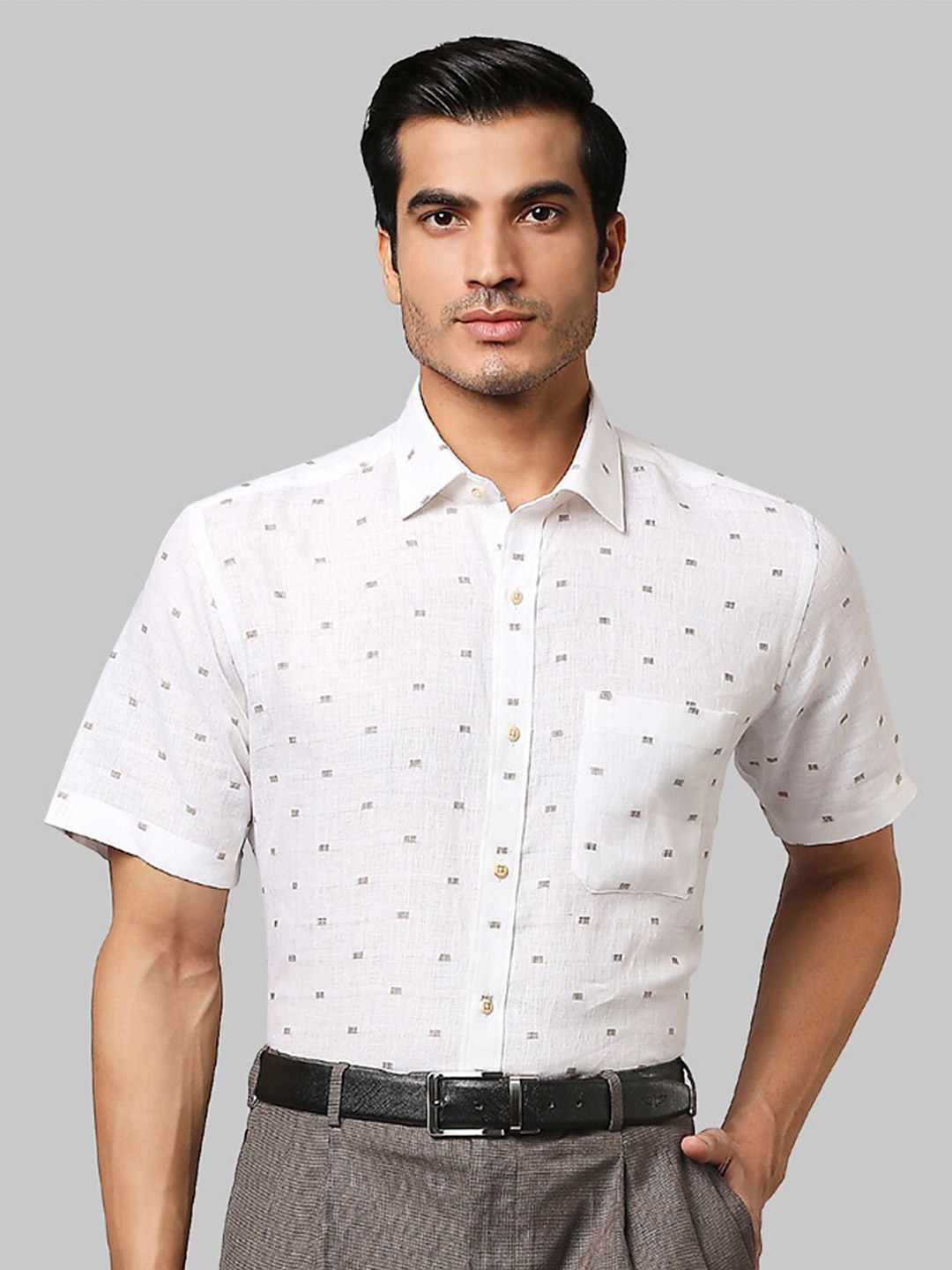 Raymond Men Beige Printed Formal Shirt