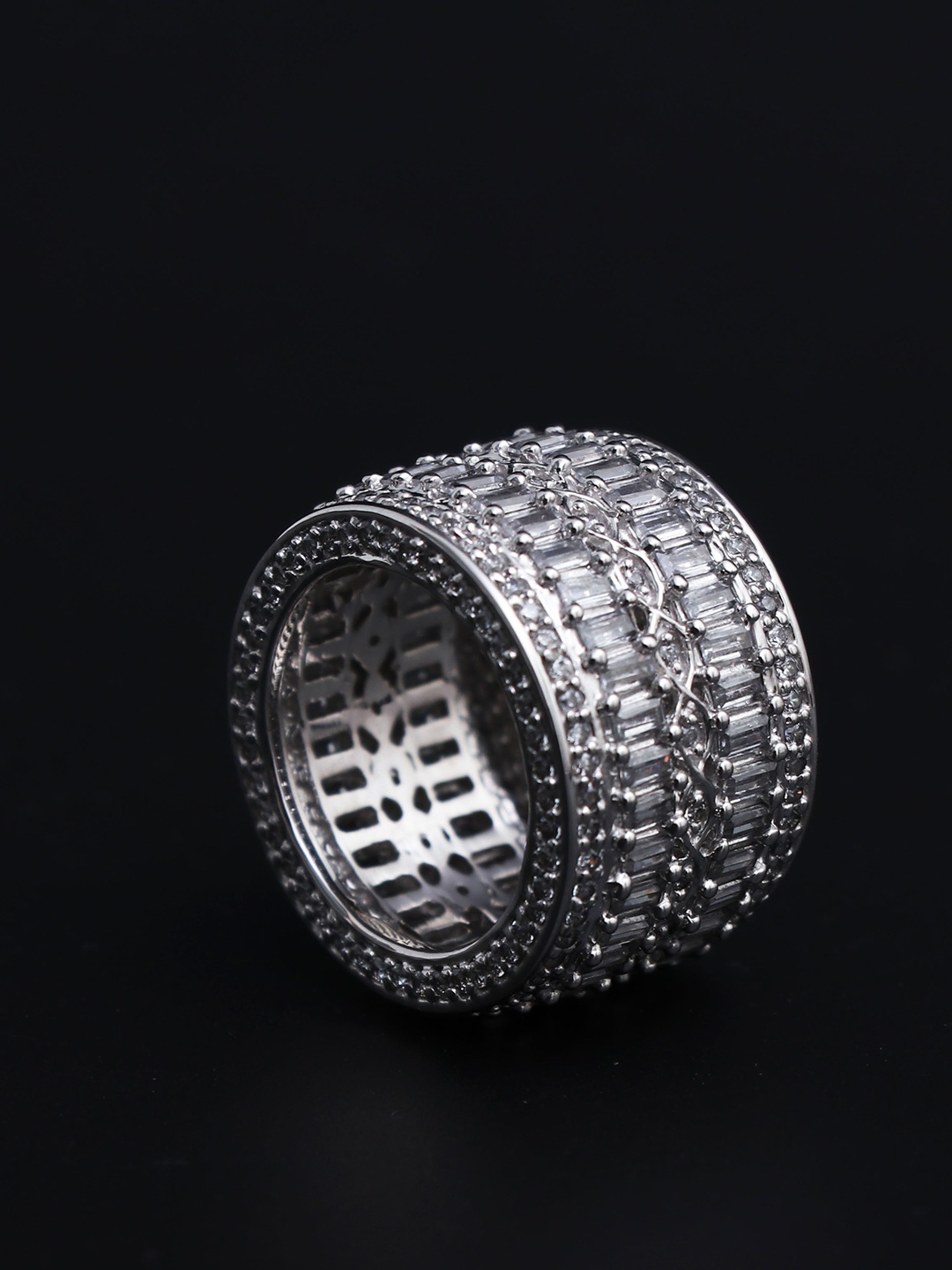 HIFLYER JEWELS Sterling Silver Rhodium-Plated & White CZ-Studded Hall-Marked Finger Ring
HIFLYER JEWELS Sterling Silver Rhodium-Plated & White CZ-Studded Hall-Marked Finger Ring