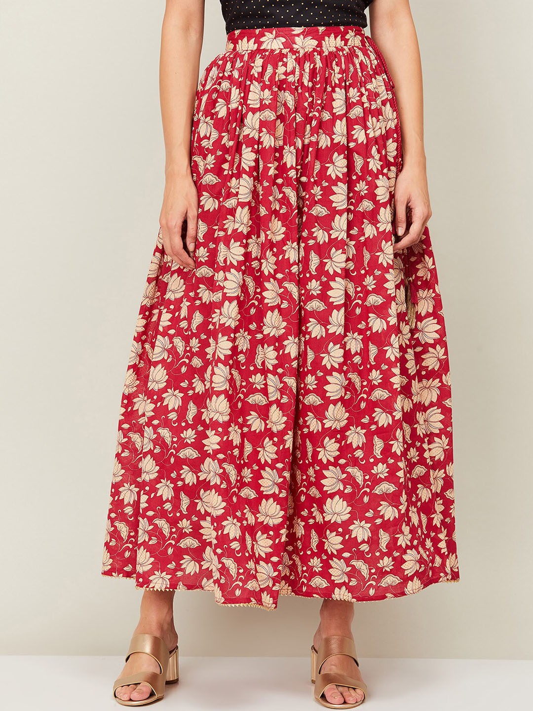 Melange by Lifestyle Women Red & Cream-Coloured Printed Pure Cotton Maxi Flared Skirt
Melange by Lifestyle Women Red & Cream-Coloured Printed Pure Cotton Maxi Flared Skirt