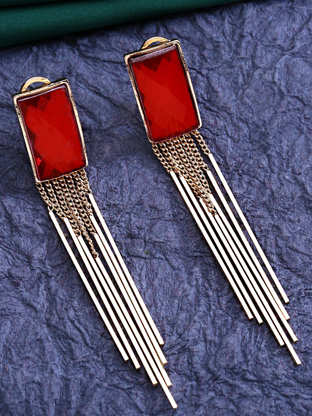 Yellow Chimes Gold-Plated Contemporary Crystal Studded Chandelier Drop Earrings, Red
Yellow Chimes Gold-Plated Contemporary Crystal Studded Chandelier Drop Earrings, Red