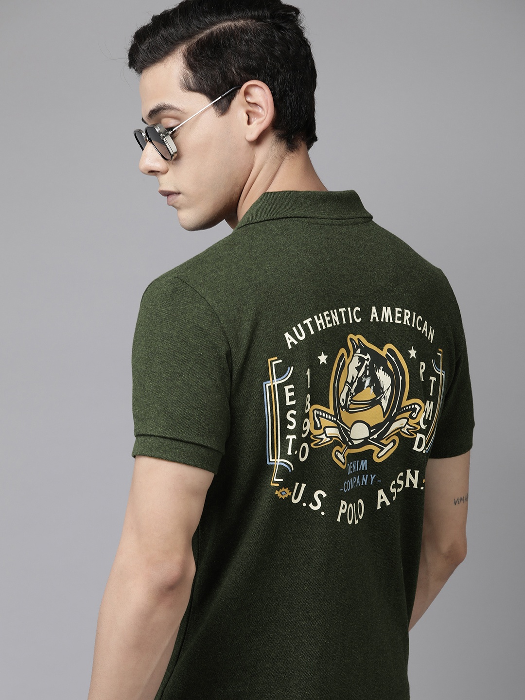 U S Polo Assn Denim Co Men Green Brand Logo Printed Pure Cotton Polo Collar T-shirt
U S Polo Assn Denim Co Men Green Brand Logo Printed Pure Cotton Polo Collar T-shirt