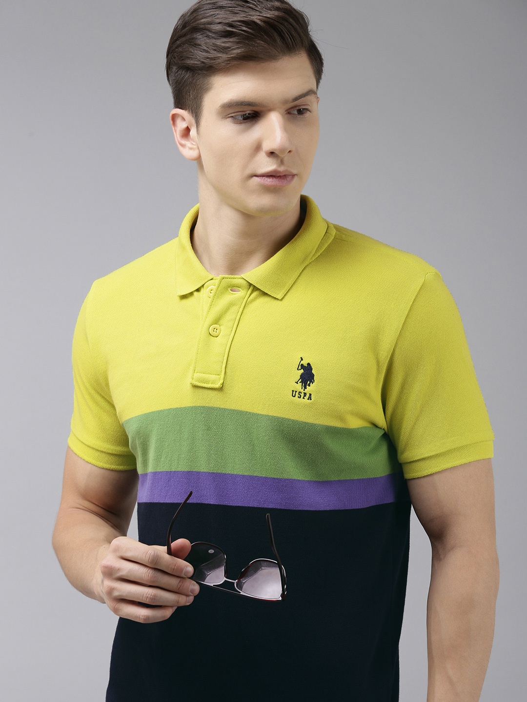 U S Polo Assn Men Yellow & Black Colourblocked Polo Collar Pure Cotton Slim Fit T-shirt
U S Polo Assn Men Yellow & Black Colourblocked Polo Collar Pure Cotton Slim Fit T-shirt