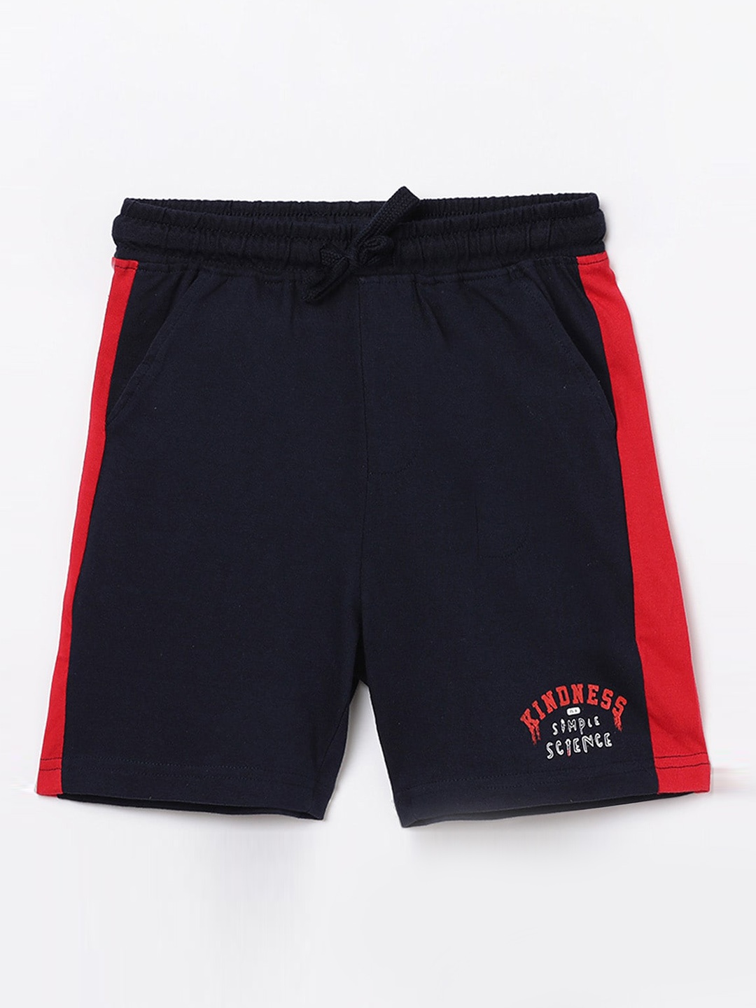 Fame Forever by Lifestyle Boys Navy Blue & Red Solid Cotton Shorts