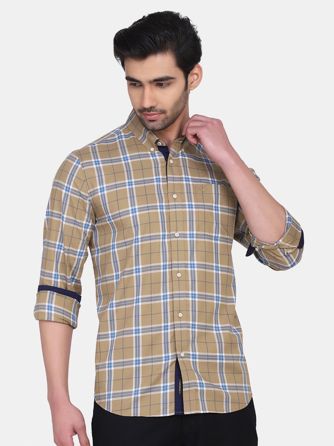 Blackberrys Men Beige & Blue India Slim Fit Tartan Checks Checked Cotton Casual Shirt
Blackberrys Men Beige & Blue India Slim Fit Tartan Checks Checked Cotton Casual Shirt